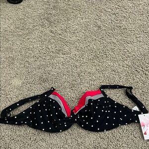 Betsey Johnson Black and White Polka Dot Bikini Top